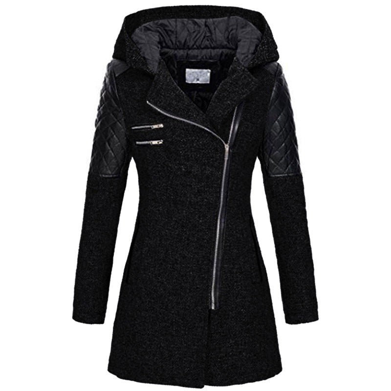 Women's winter jacket with a velvet hood trim - product photo 3