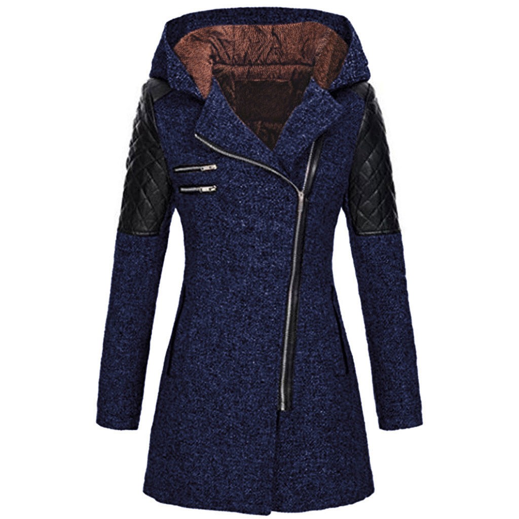 Women's winter jacket with a velvet hood trim - product photo 7