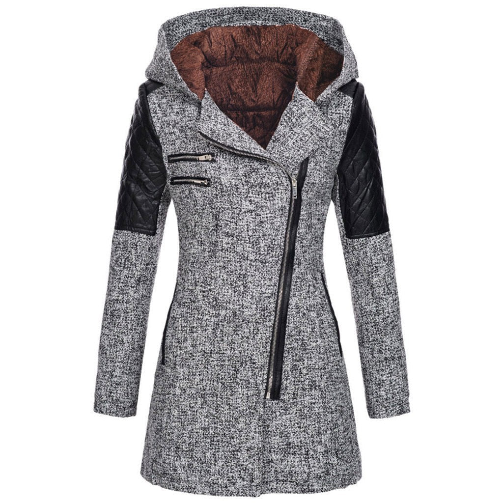 Women's winter jacket with a velvet hood trim - product photo 9