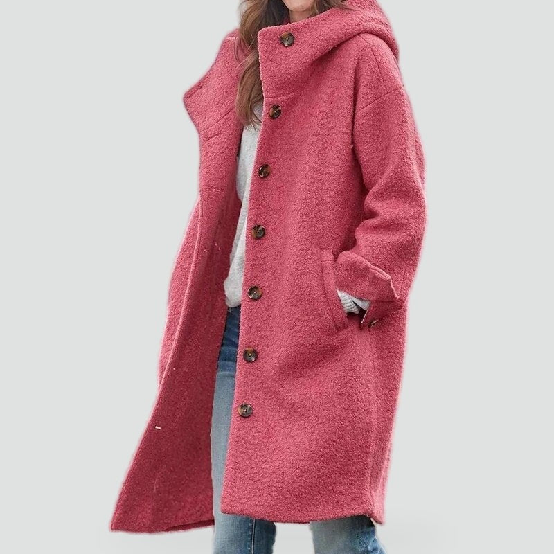 Women's wool-blend hooded coat - product photo 1