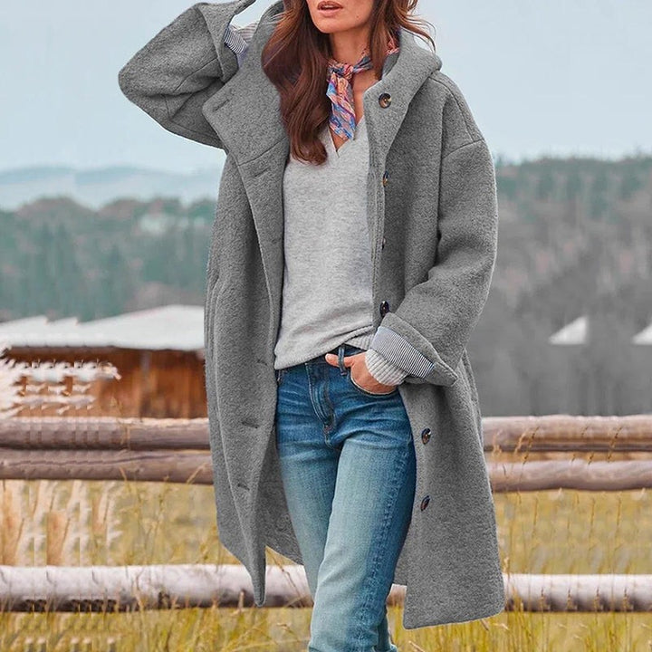 Women's wool-blend hooded coat - product photo 2