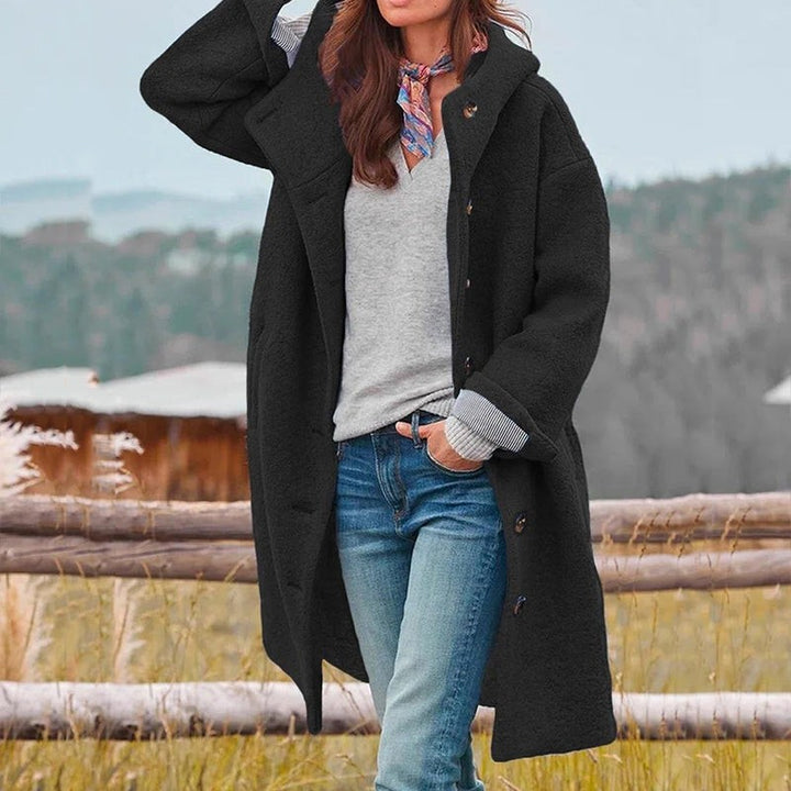 Women's wool-blend hooded coat - product photo 3