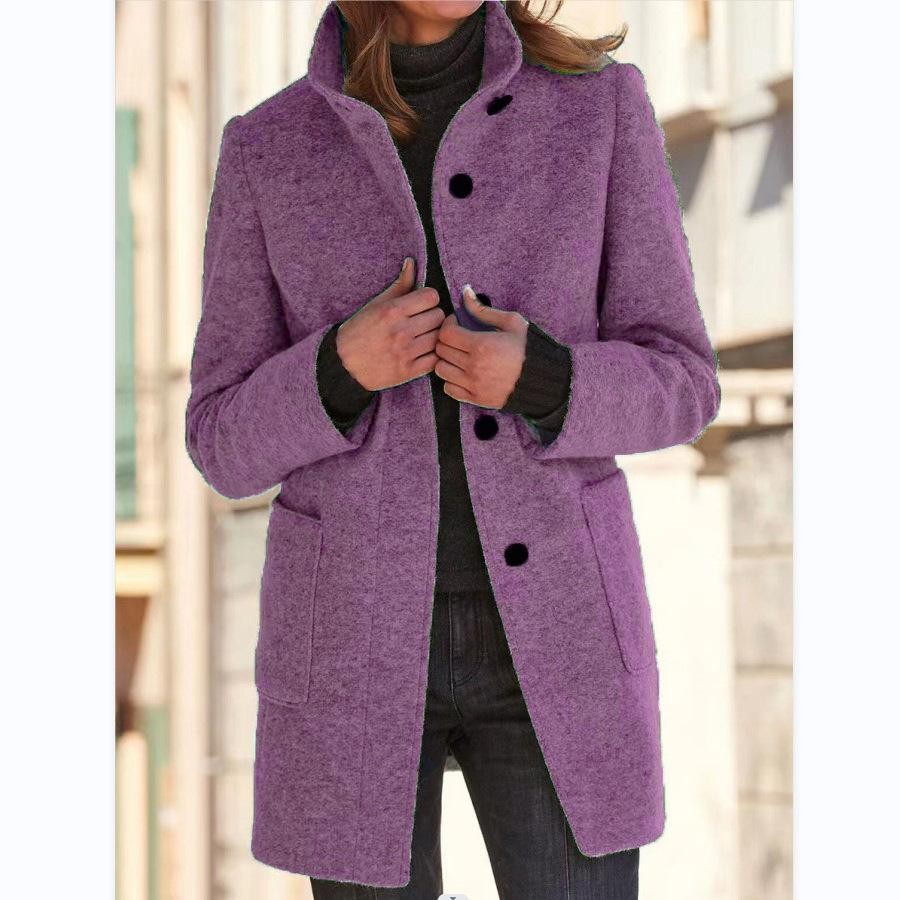 Women's wool coat with a retro button closure - product photo 4