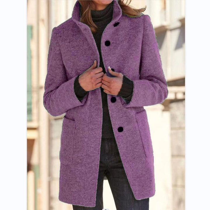 Women's wool coat with a retro button closure - product photo 4