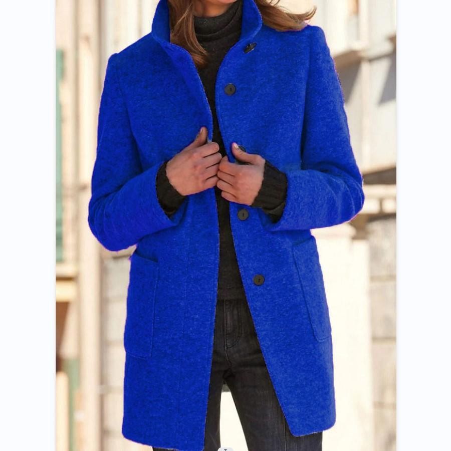 Women's wool coat with a retro button closure - product photo 5