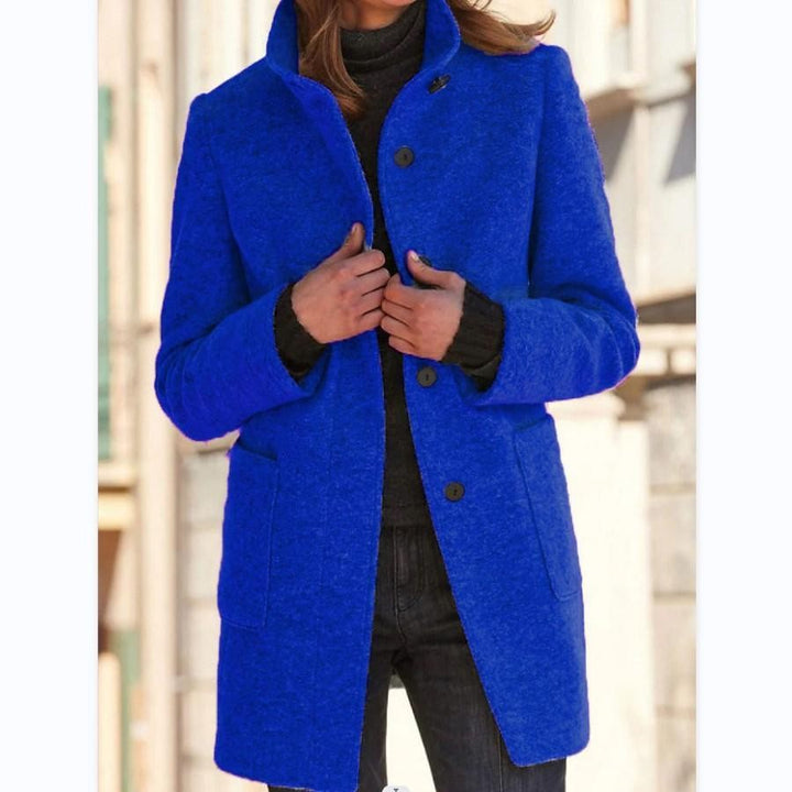 Women's wool coat with a retro button closure - product photo 5
