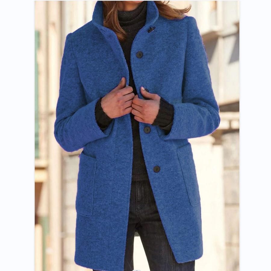 Women's wool coat with a retro button closure - product photo 6