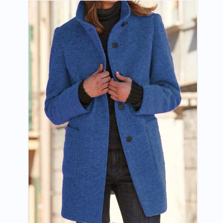 Women's wool coat with a retro button closure - product photo 6