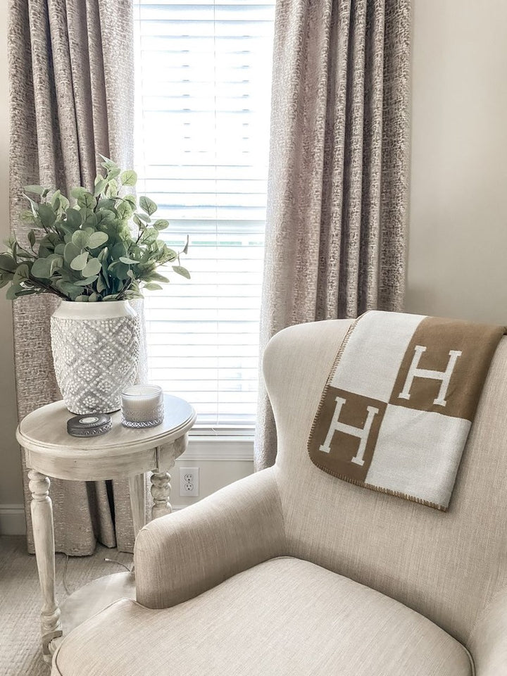 Wool and cashmere blend check blanket - product photo 10