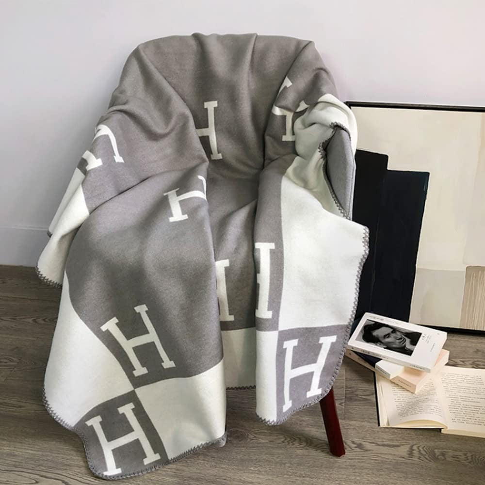 Wool and cashmere blend check blanket - product photo 12