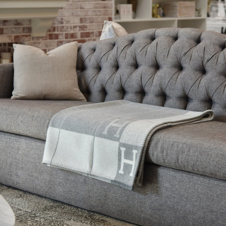 Wool and cashmere blend check blanket - product photo 7