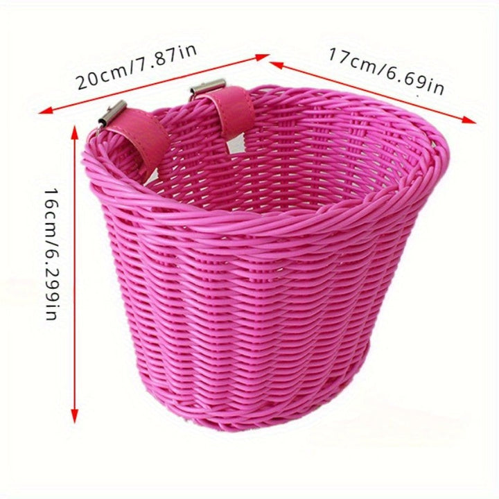 Woven bicycle basket mounted on a child's bike - product photo 5