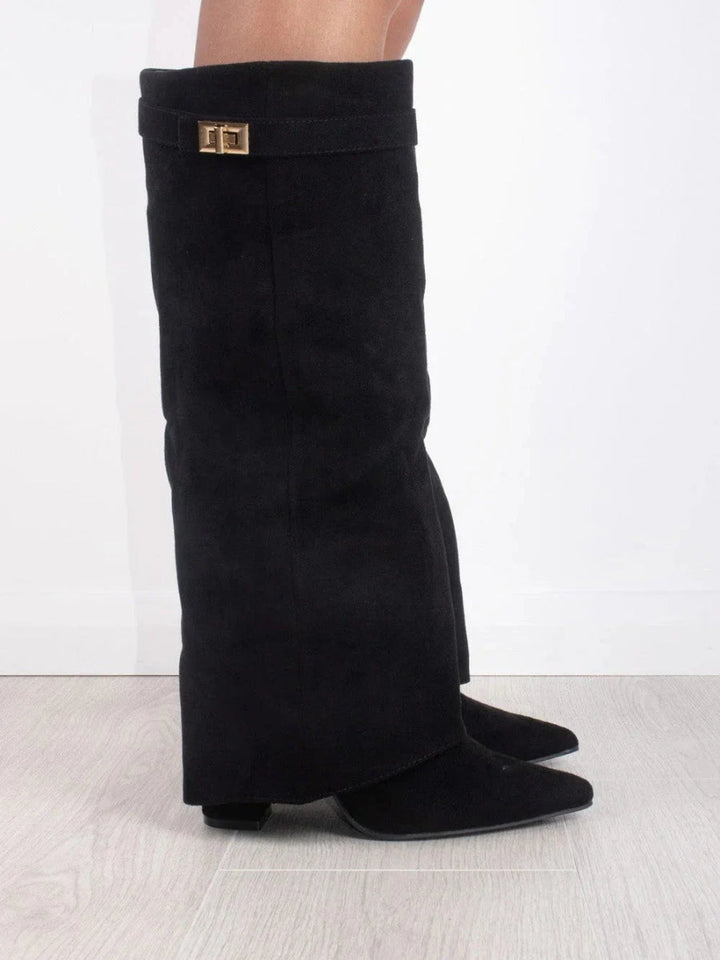 Ava | Women’s Leather Thigh-High Boots With Buckle Detail