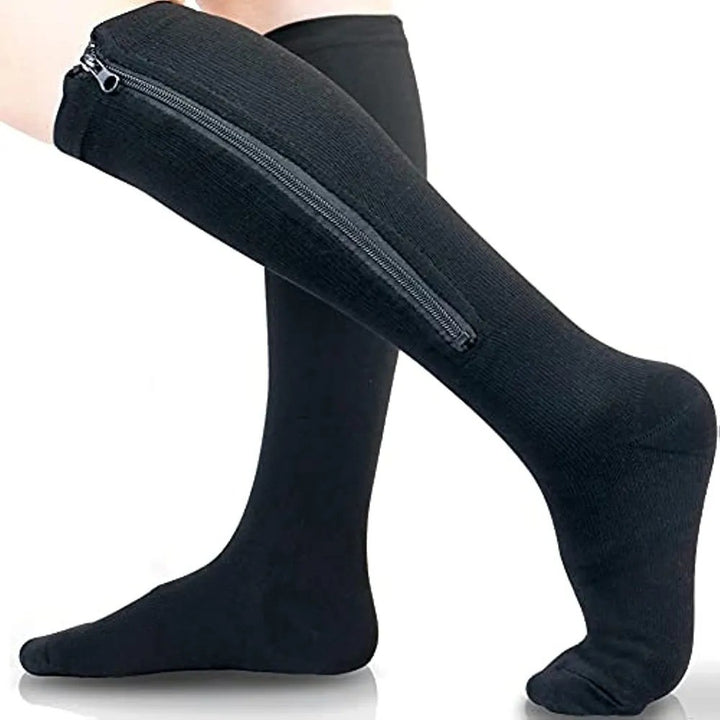 Zip-front compression socks with an open toe - product photo 1