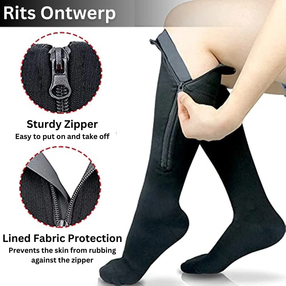 Zip-front compression socks with an open toe - product photo 14