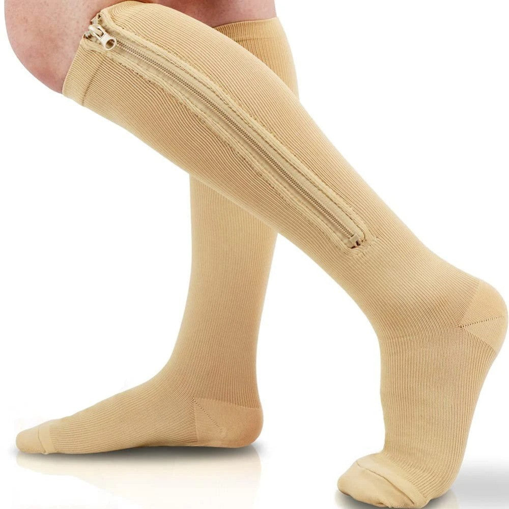 Zip-front compression socks with an open toe - product photo 2
