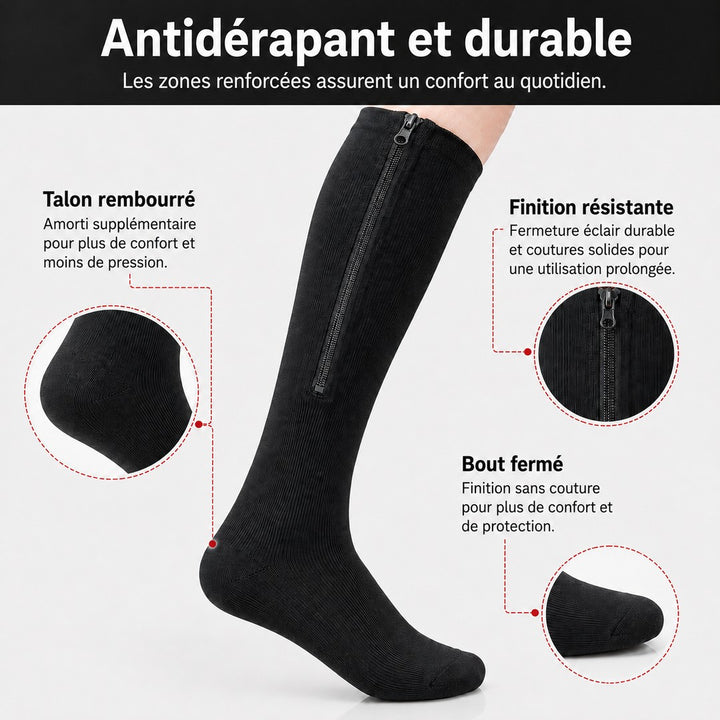 Zip-front compression socks with an open toe - product photo 4