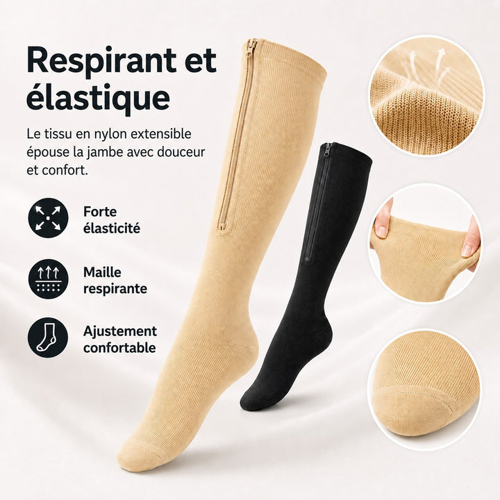 Zip-front compression socks with an open toe - product photo 5