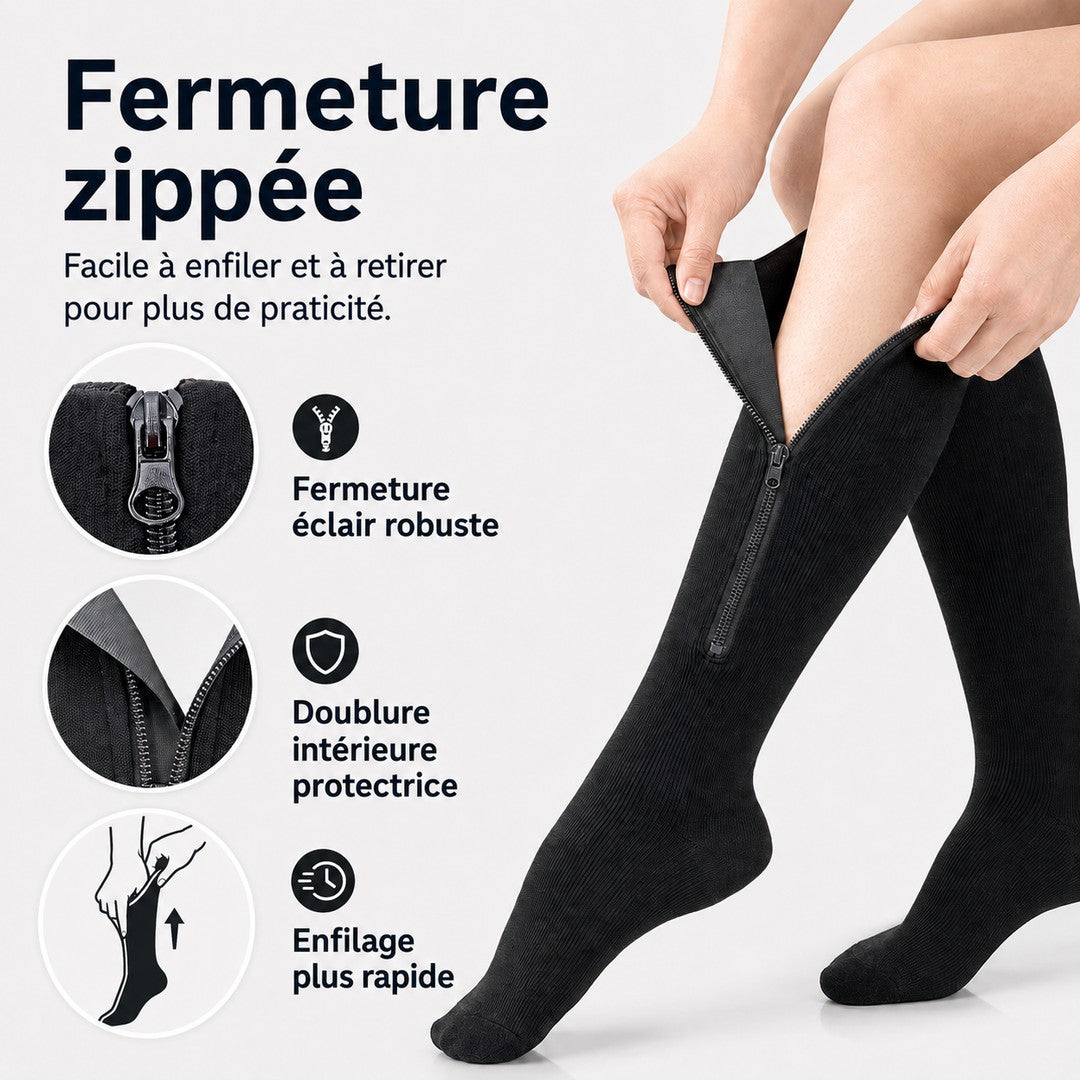 Zip-front compression socks with an open toe - product photo 6
