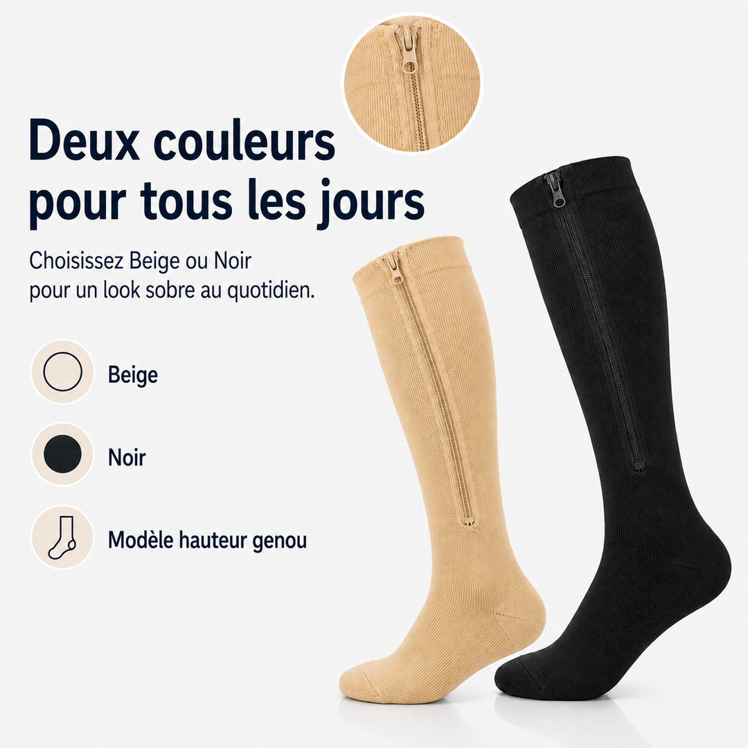 Zip-front compression socks with an open toe - product photo 7