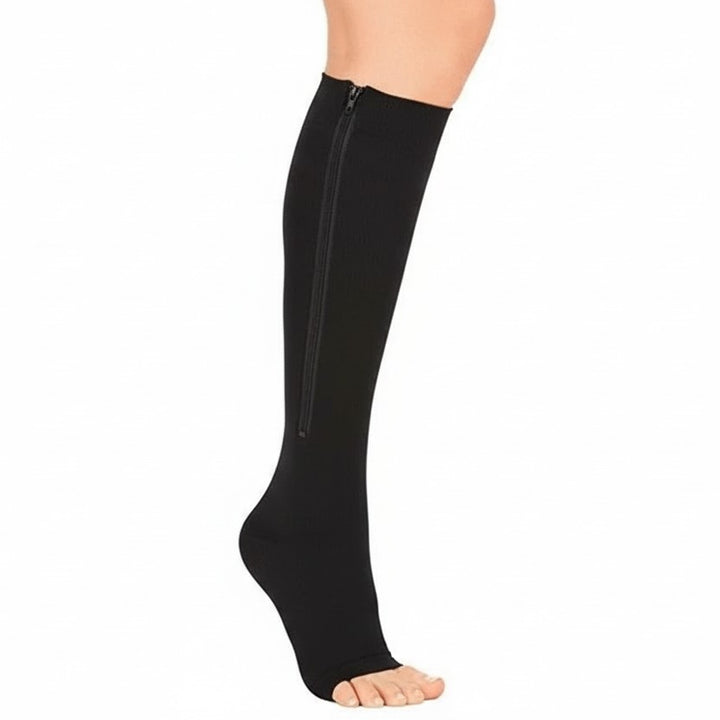Zip-front graduated compression socks with an open toe - product photo 12