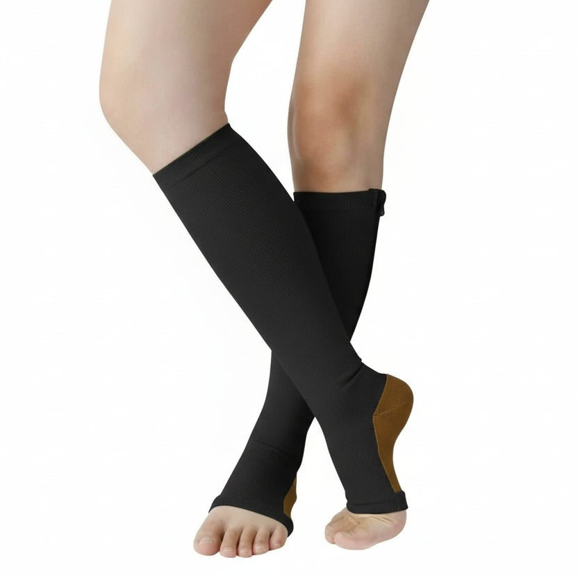 Zip-front graduated compression socks with an open toe - product photo 2