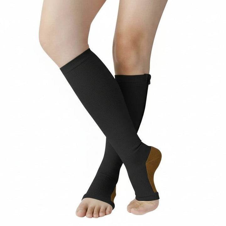 Zip-front graduated compression socks with an open toe - product photo 2
