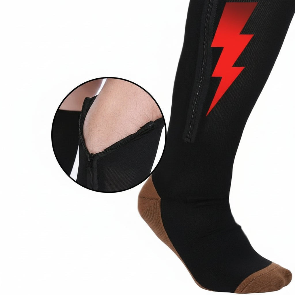 Zip-front graduated compression socks with an open toe - product photo 3