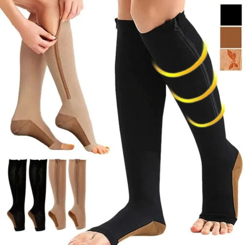 Zip-front graduated compression socks with an open toe - product photo 4