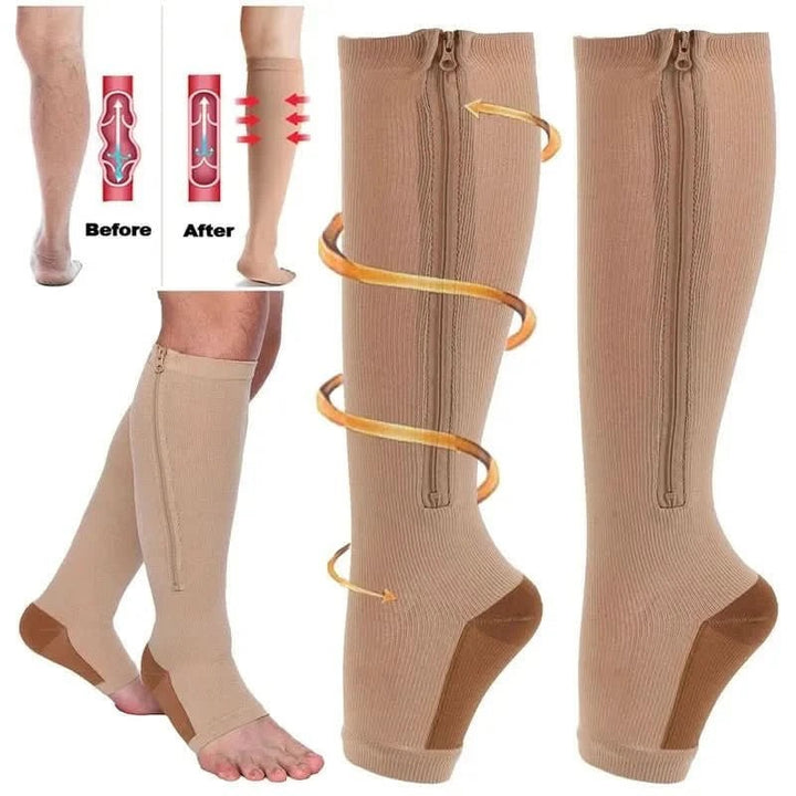 Zip-front graduated compression socks with an open toe - product photo 7