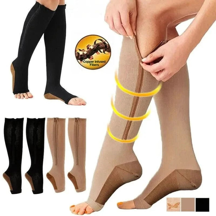 Zip-front graduated compression socks with an open toe - product photo 8