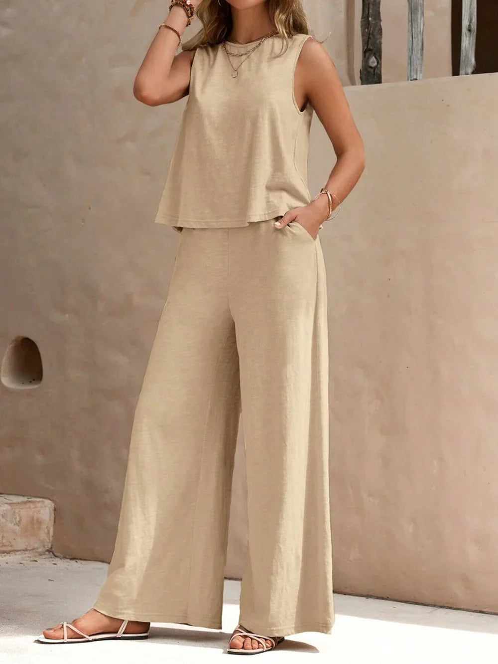 Renee | Women’s Summer Two-Piece Set with Top and Casual Trousers